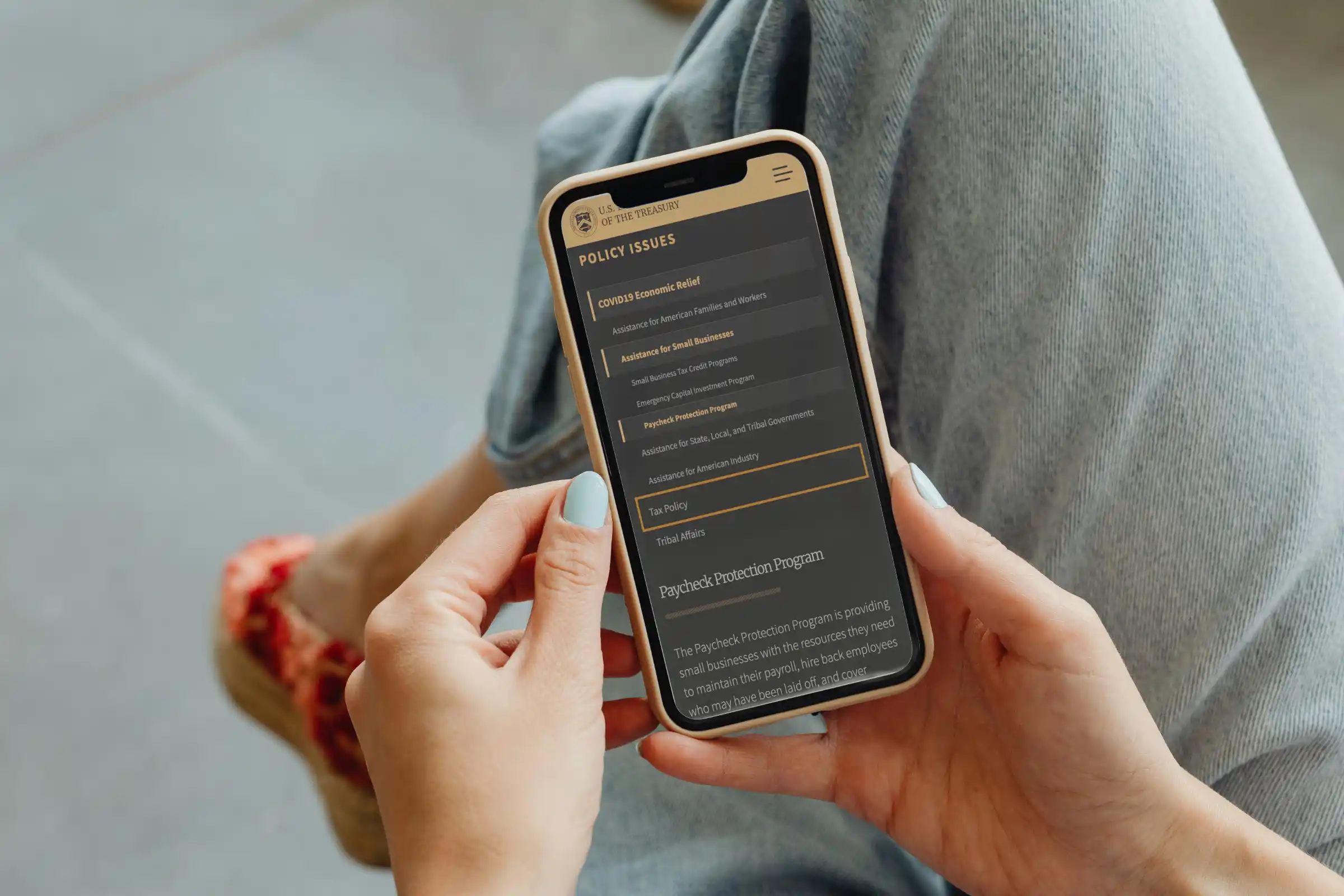 a mockup of someone visiting the treasury.gov website.